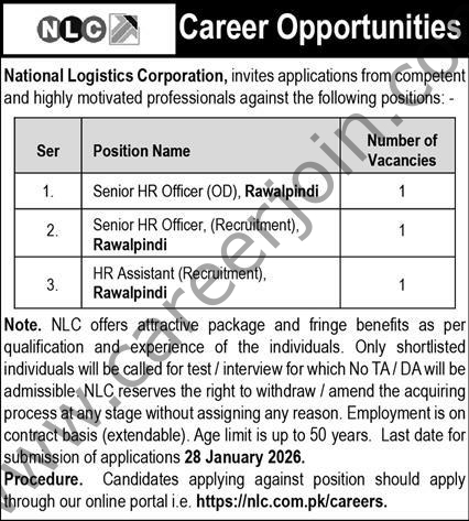 National Logistics Corp NLC Jobs In Rawalpindi 4 National Logistics Corp NLC Jobs 13 January 2026 Express 1