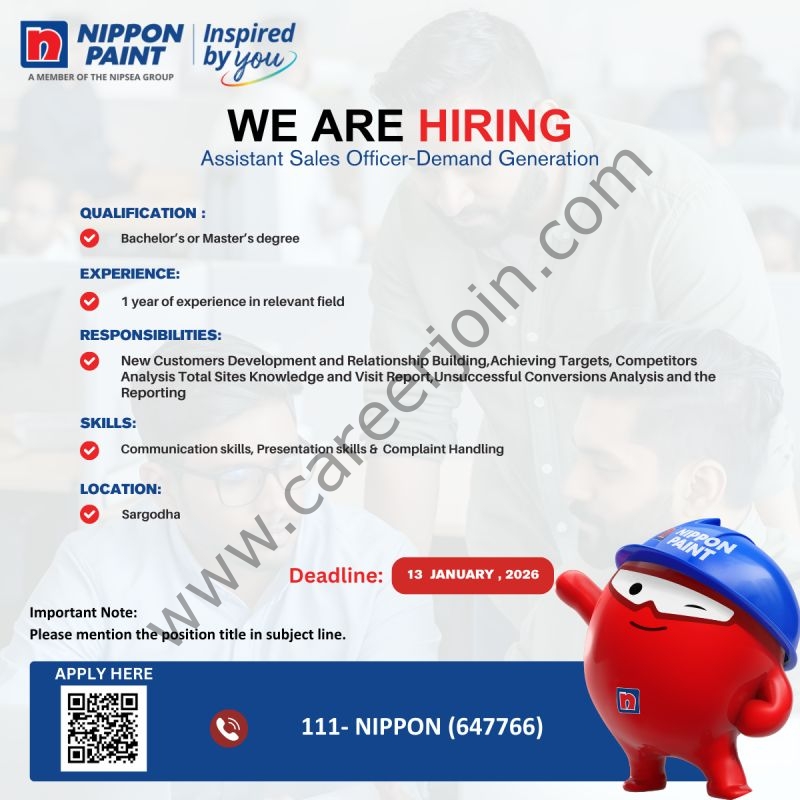 Nippon Paint Pakistan Jobs Assistant Sales Officer 4 Nippon Paints