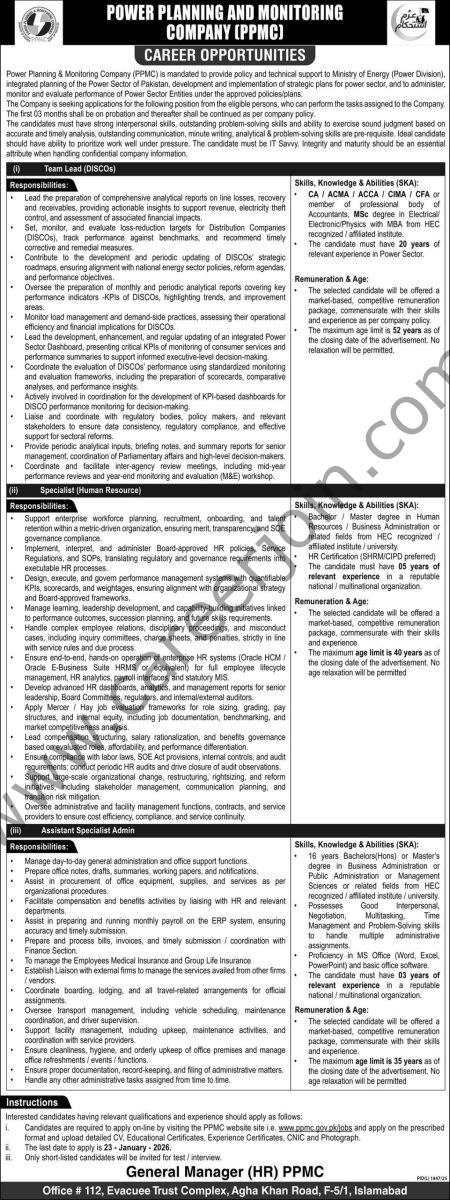 Power Planning & Monitoring Co PPMC Jobs In Islamabad 4 Power Planning Monitoring Co PPMC Jobs 08 January 2026 Express 450x1200 1