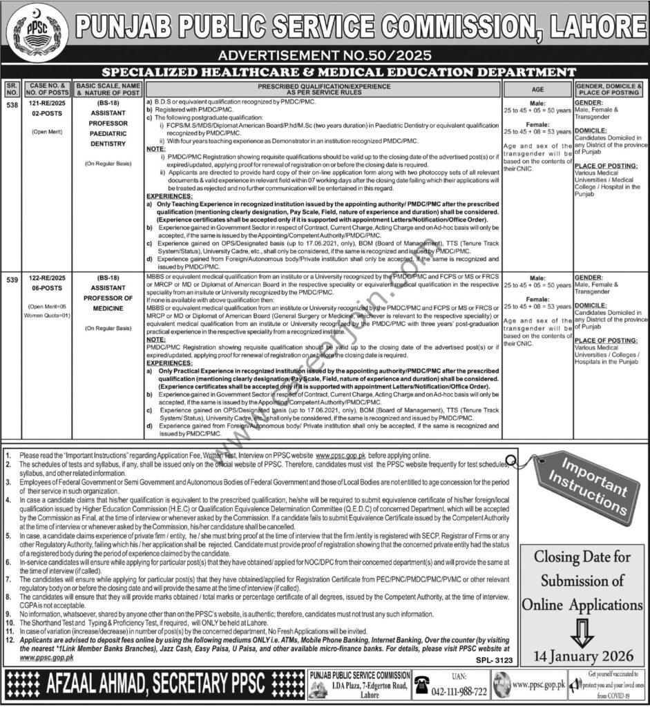 Punjab Public Service Commission PPSC Jobs January 2026 4 Punjab Public Service Commission PPSC Jobs 31 December 2025 Express Tribune 1412x1536 1