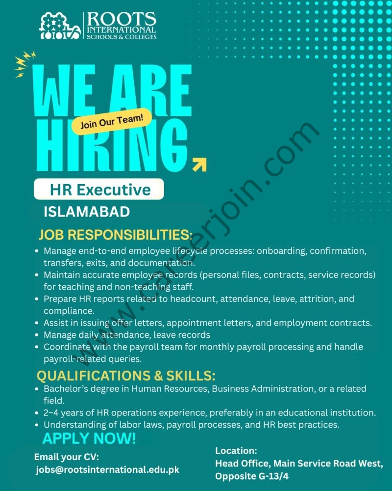 ROOTS International Schools & Colleges Jobs HR Executive 4 ROOTS 2