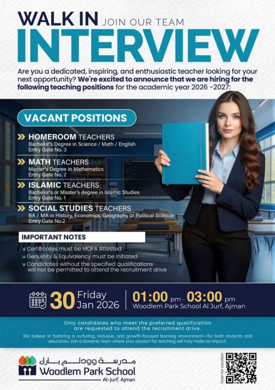 Woodlem Park School Walk in interview in Ajman 565x800 1