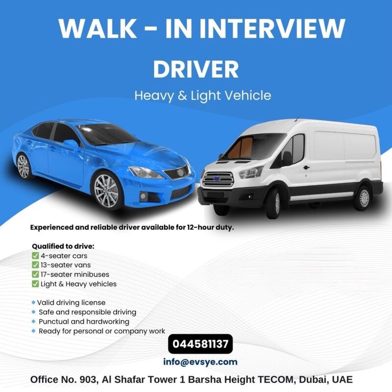 EvSye Facility Walk in Interview in Dubai