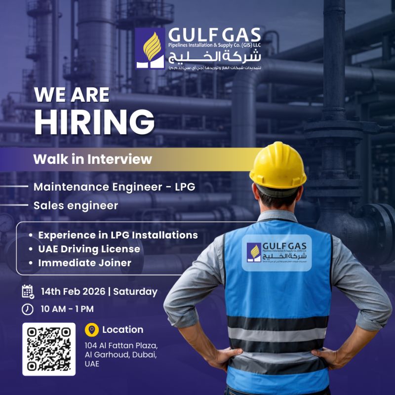Gulf Gas Walk in Interview in Dubai 3 Gulf Gas Walk in Interview in Dubai