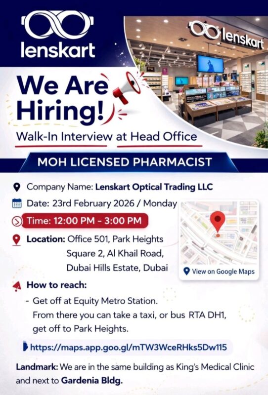 Lenskart Optical Walk in Interview in Dubai 3 Lenskart Optical Walk in Interview in Dubai 542x800 1