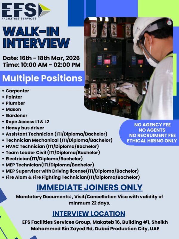 EFS Facilities Walk in Interview in Dubai 1 600x800 1