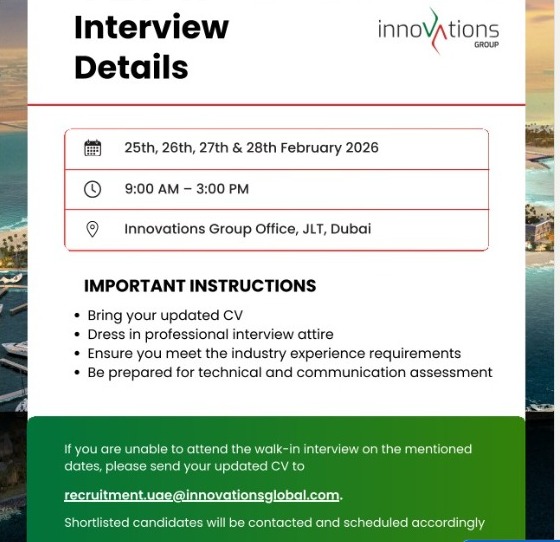 Innovations Group Walk in Interview in Dubai