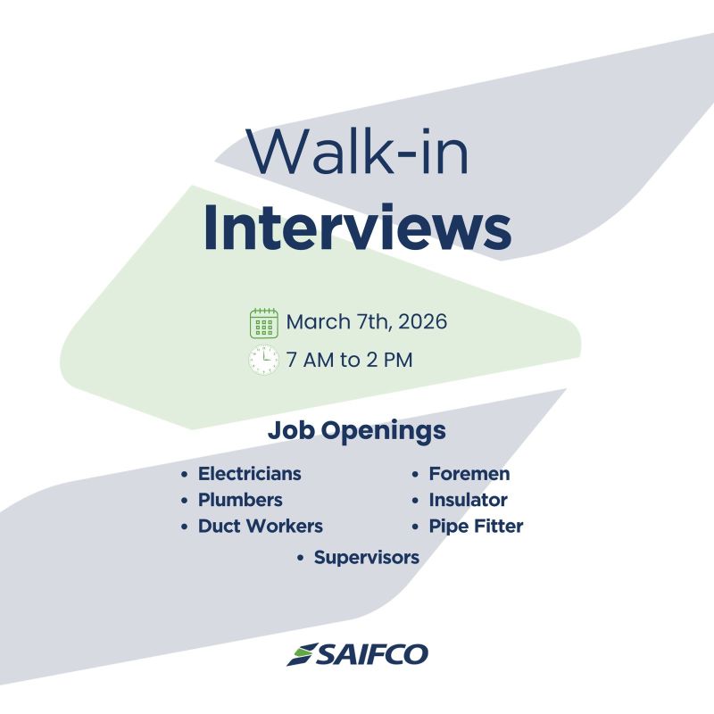 Saifco Electromechanical Walk in Interview Dubai