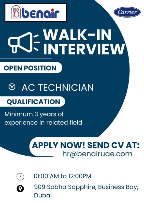 Benair Group Walk in Interview in Dubai 3 Benair Group Walk in Interview in Dubai 566x800 1