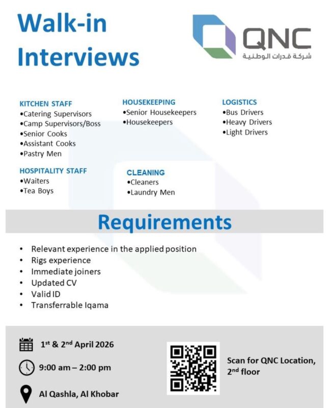 Qudrat National Company Walk in Interview in KSA 646x800 1